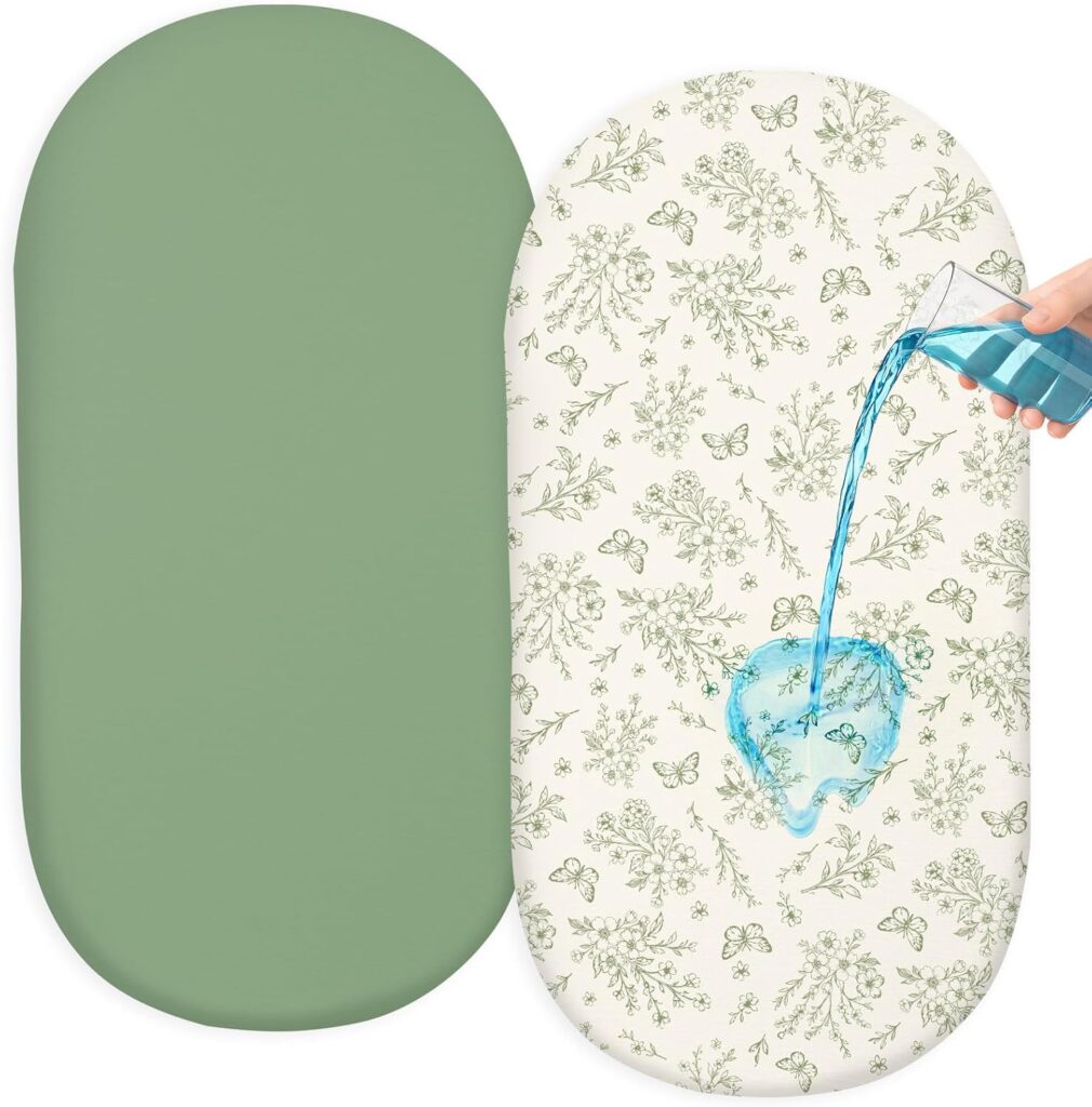 MHJY Moses Basket Fitted Sheets 2 Pack – Soft Jersey Bassinet Sheets with Waterproof TPU Layer,Breathable Pram Sheet Fitted Baby Essentials for Newborn Boys Girls,84 x 43 cm